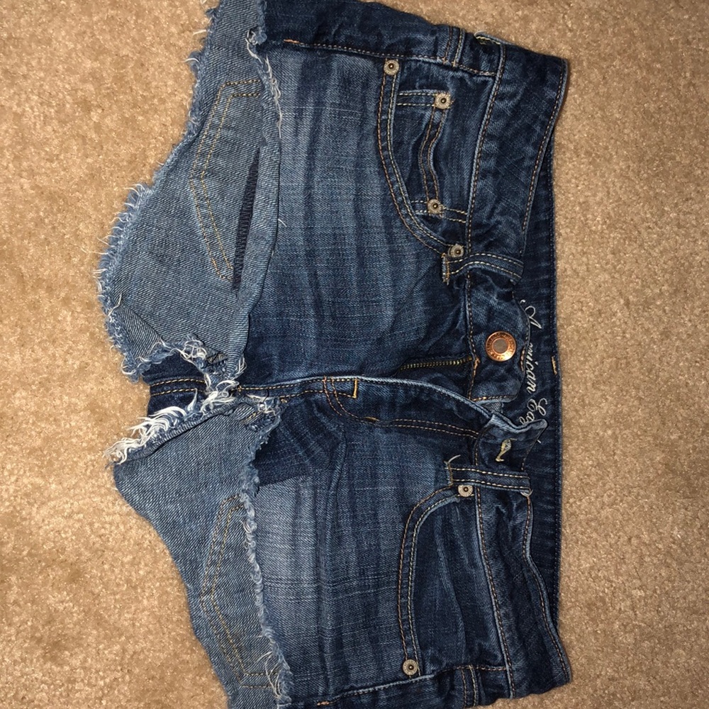 Dark wash denim shorts